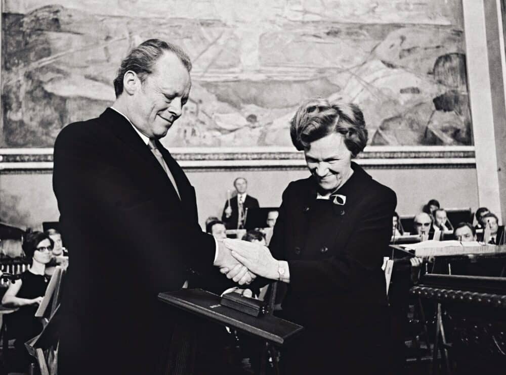 Friedensnobelpreis_Willy Brandt, Aase Lionaes 1971