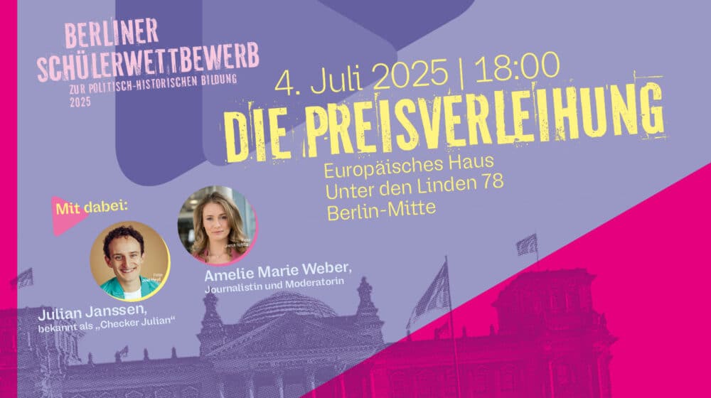 Key-Visual Preisverleihung des Schülerwettbewerbs mit Fotos von Schecker Julian und Amelie Marie Weber
