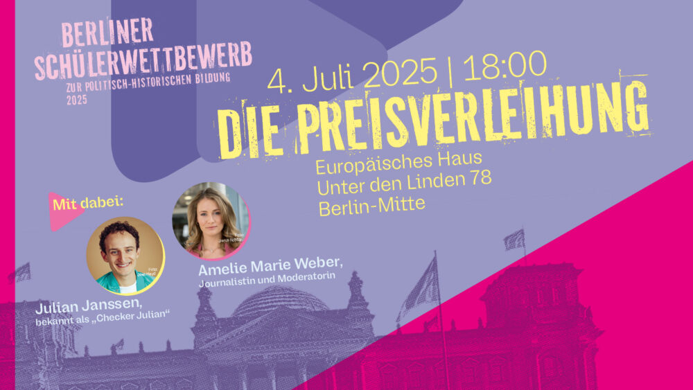Key-Visual Preisverleihung des Schülerwettbewerbs mit Fotos von Schecker Julian und Amelie Marie Weber
